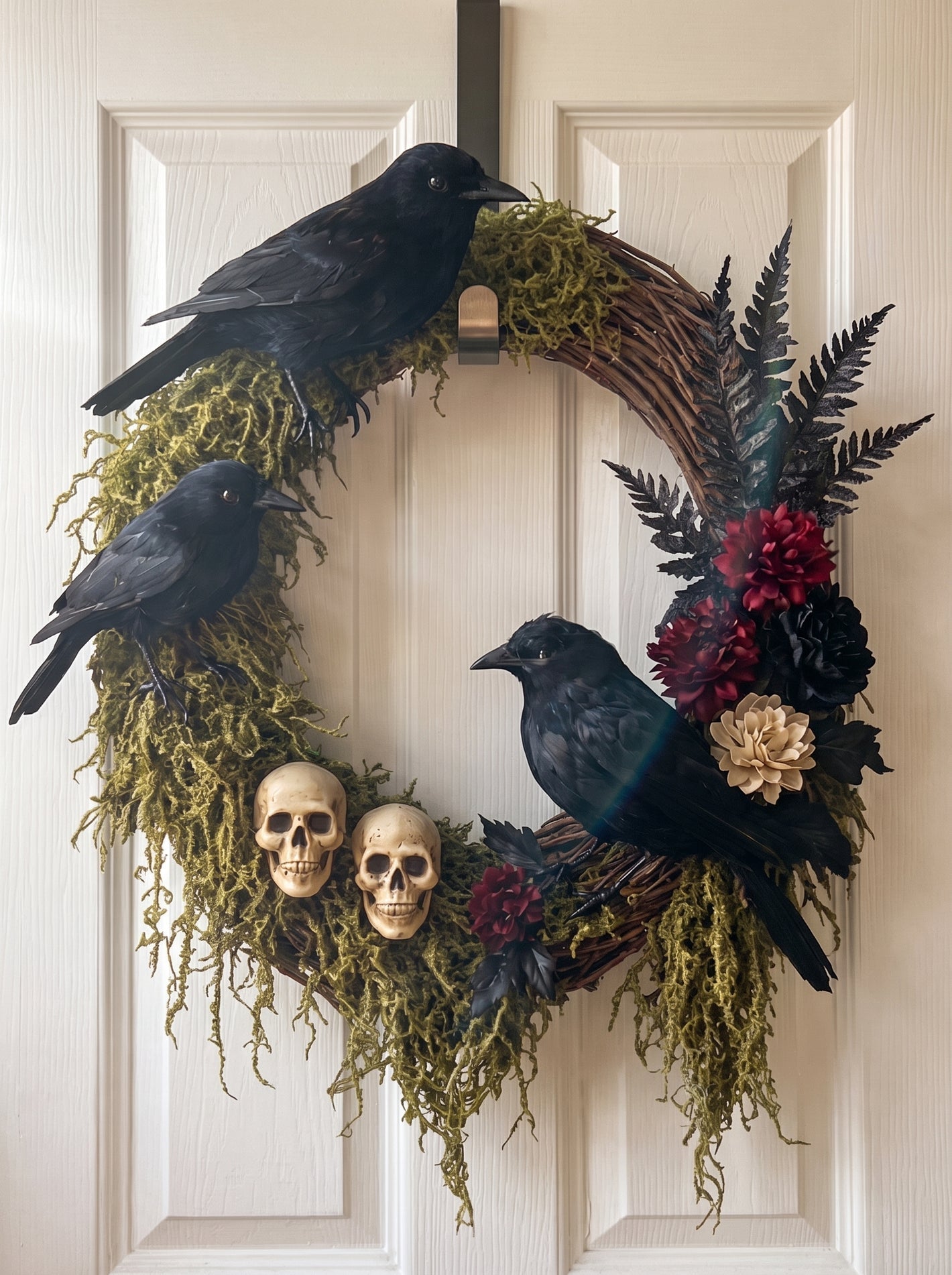 Handmade Raven wreath front view