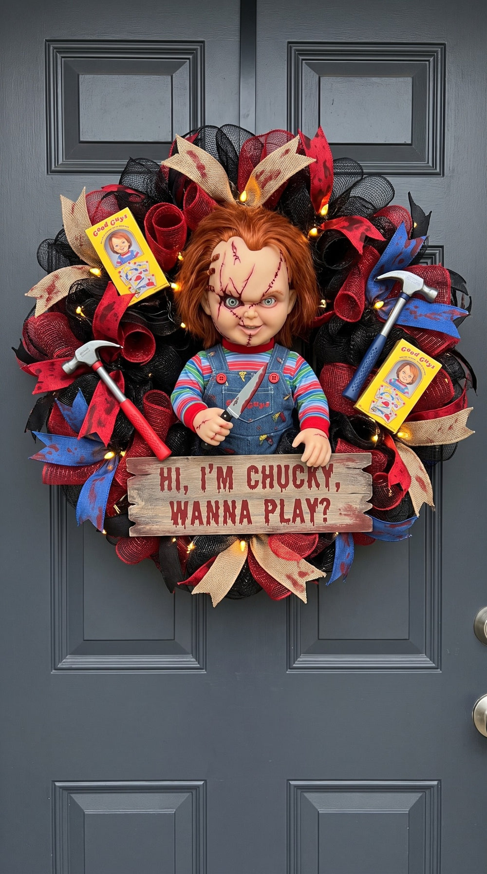 Chucky handmade horror wreath