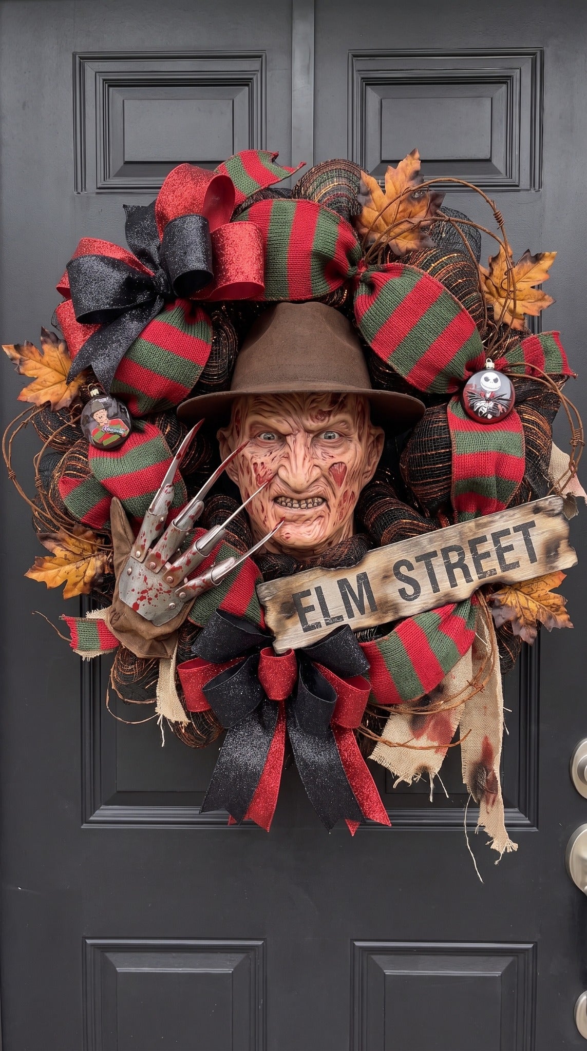 Freddy Krueger handmade horror wreath