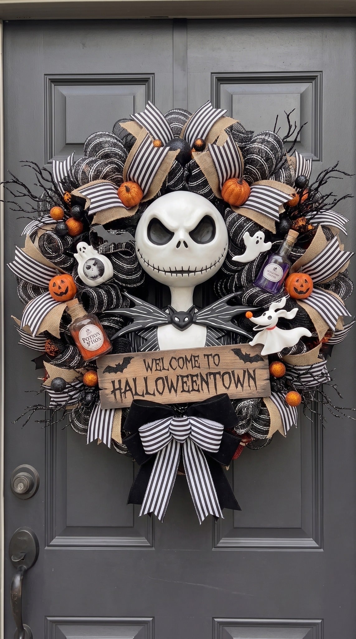 Halloween Town handmade horror wreath